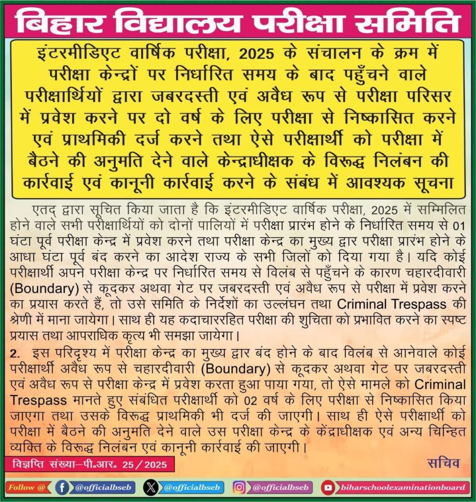 Bihar Board 12th Exam 2025