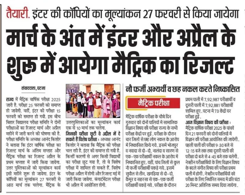 Bihar Board Matric – Inter Result Date 2025